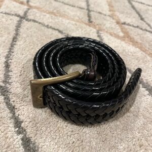 Men's Black Braided Leather Belt